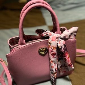 Betsey Johnson mauve satchel purse